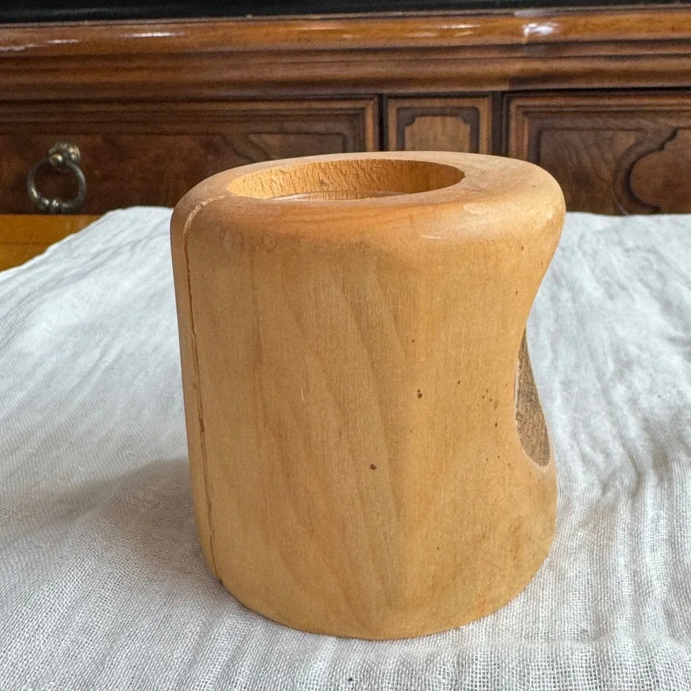 Handmade Wooden Candle Holder Native American Bear Motif Deadwood‎ Aspen